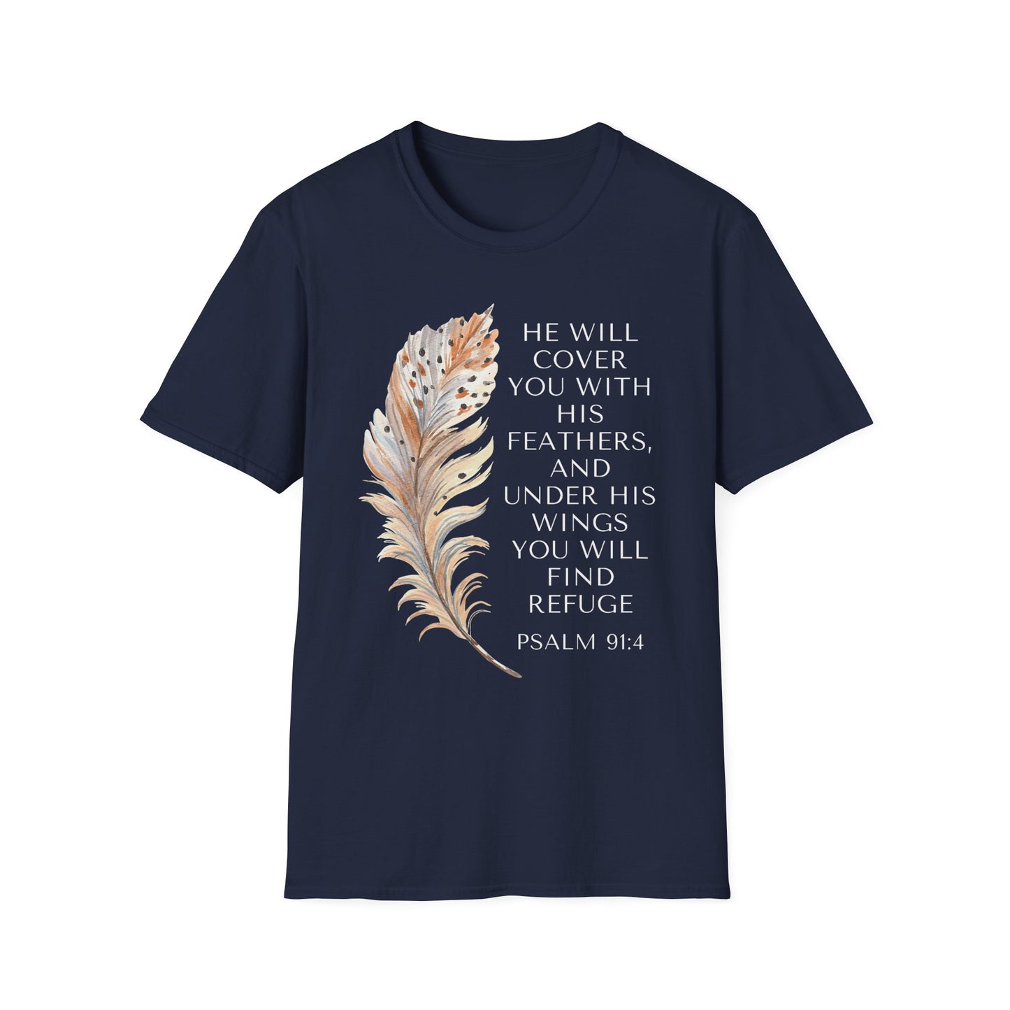 Faith-Inspired Unisex Softstyle T-Shirt – Psalm 91:4