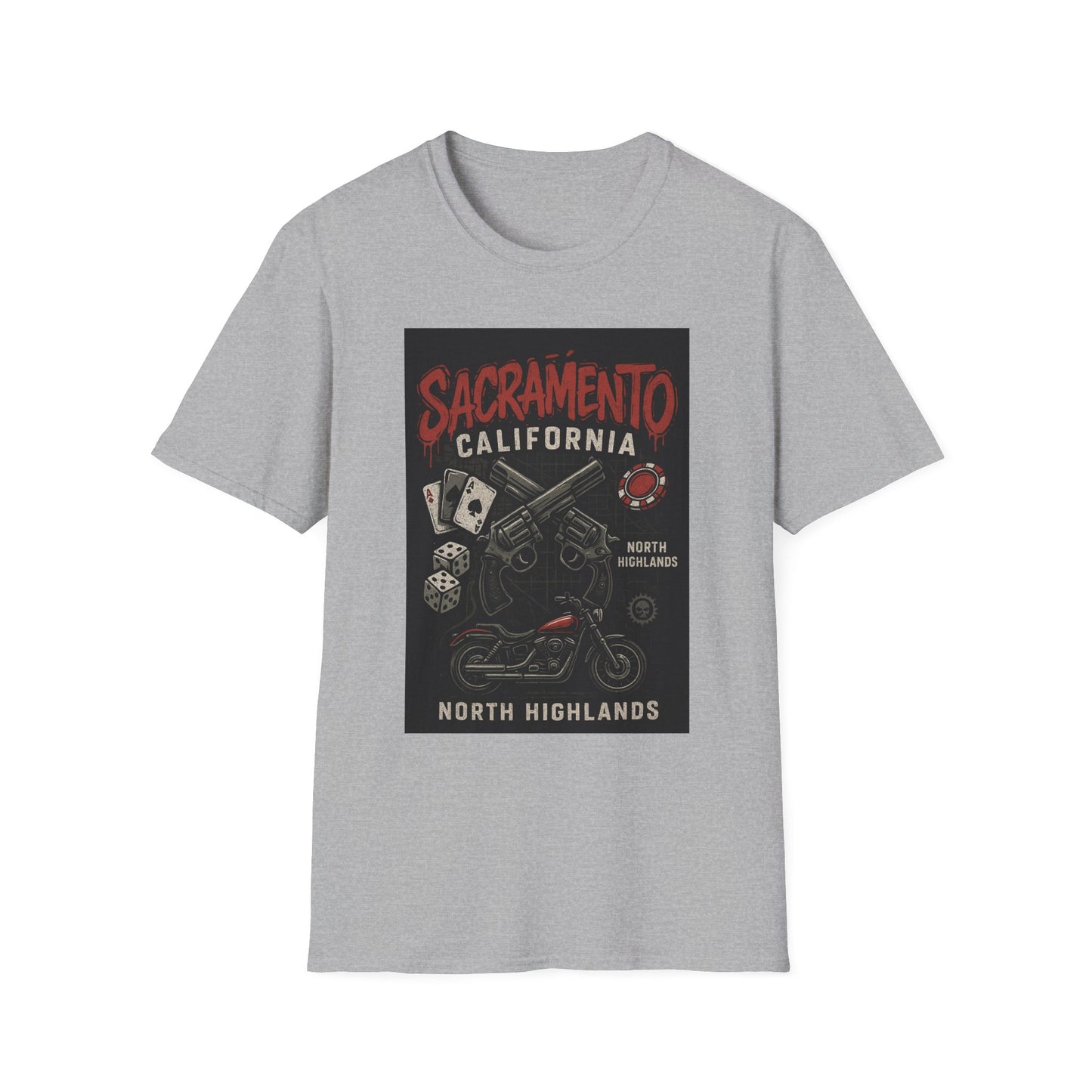 Sacramento Graphic Tee - Unisex Softstyle T-Shirt, California Apparel, Cool Casual Wear, Gift for Gamblers, Vintage Design