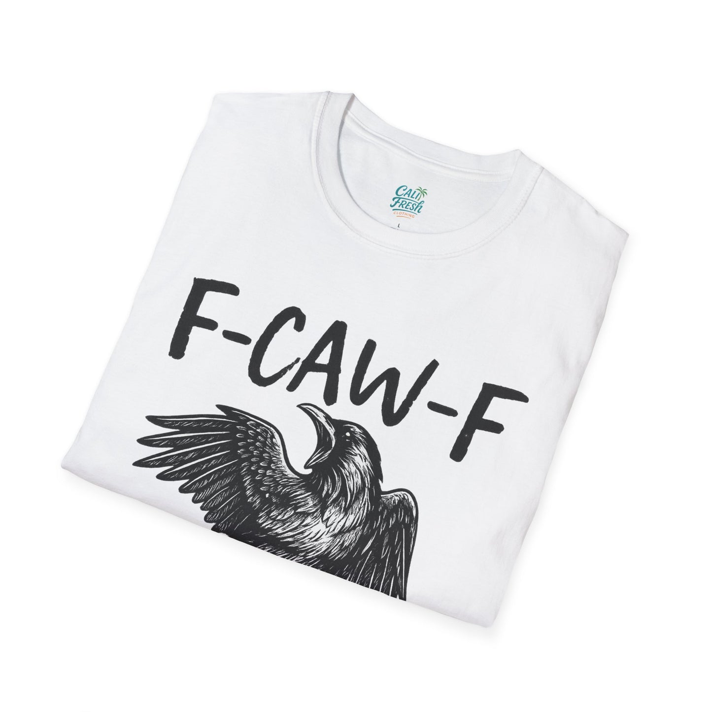 F-Caw-F Unisex Softstyle T-Shirt, Casual Graphic Tee, Gift for Bird Lovers, Unique Nature Shirt, Funny Animal Apparel