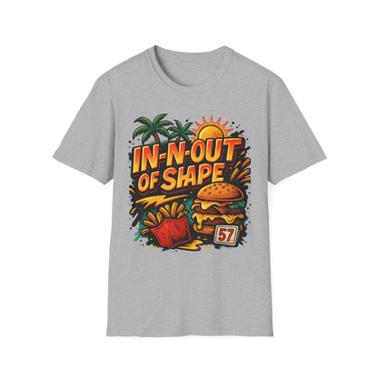 In-N-Out of Shape T-Shirt, Fun Graphic Tee, Perfect Gift for Food Lovers, Casual Wear, Summer Style