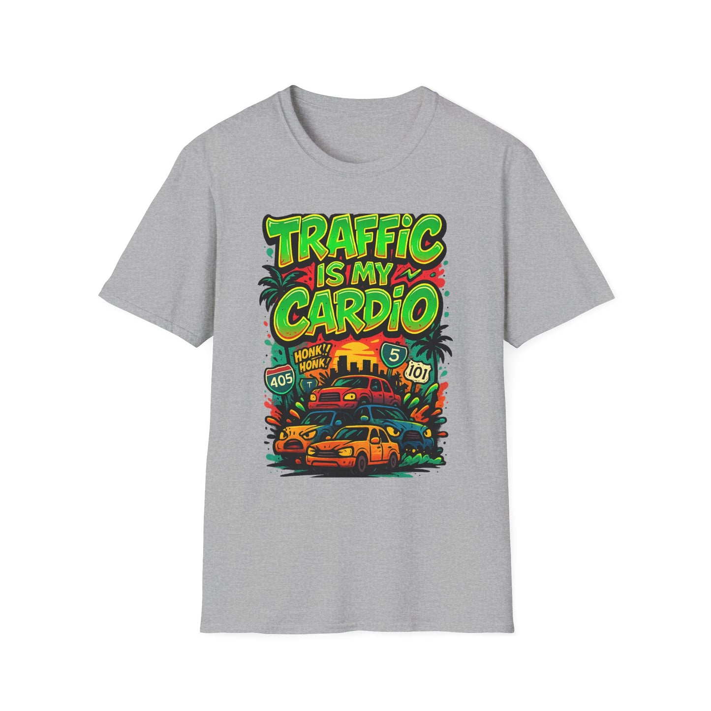 Traffic Is My Cardio T-Shirt, Fun Graphic Tee, Unisex Humor Shirt, Casual Wear, Gift for Drivers, Car Enthusiast Apparel