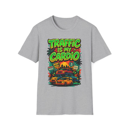 Traffic Is My Cardio T-Shirt, Fun Graphic Tee, Unisex Humor Shirt, Casual Wear, Gift for Drivers, Car Enthusiast Apparel