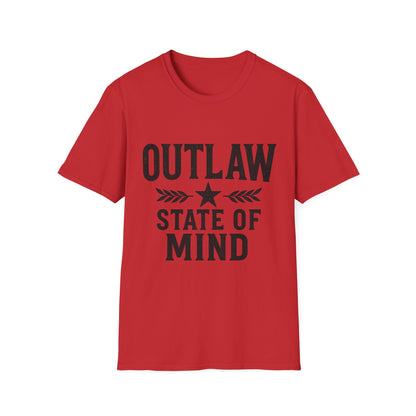 Unisex Outlaw State of Mind T-Shirt, Casual Tee, Gift for Rebels, Comfy Shirt, Festival Wear, Statement Apparel