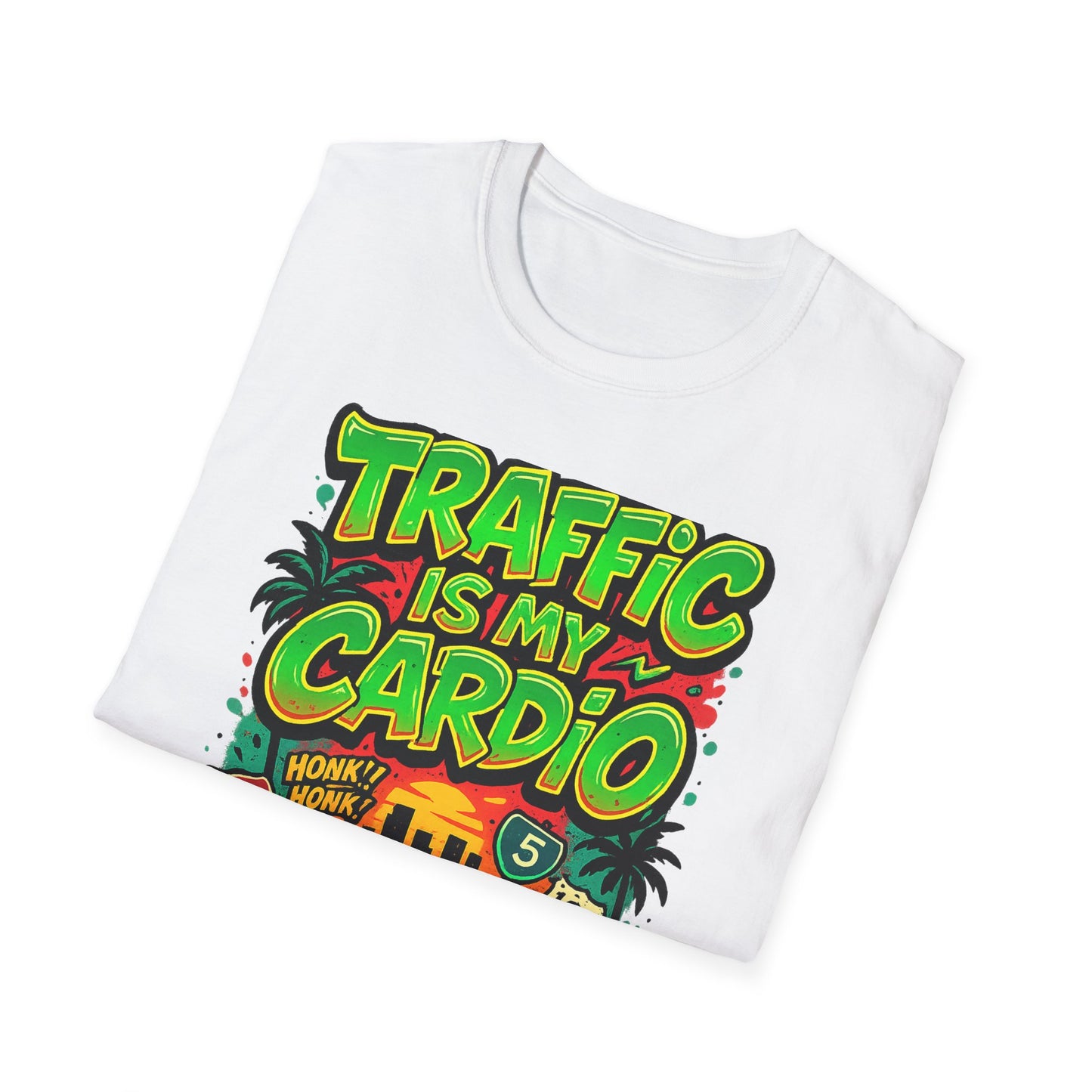 Traffic Is My Cardio T-Shirt, Fun Graphic Tee, Unisex Humor Shirt, Casual Wear, Gift for Drivers, Car Enthusiast Apparel