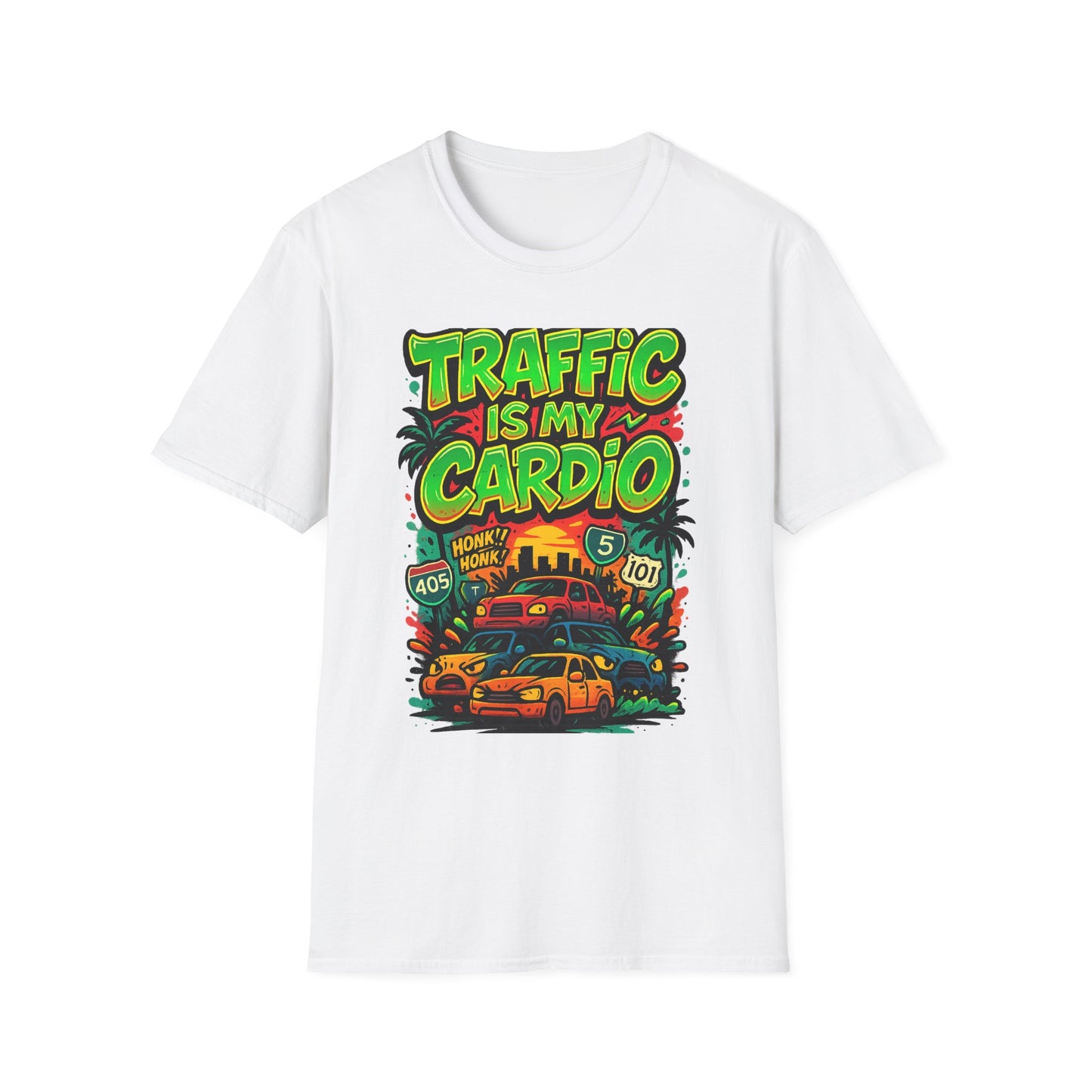 Traffic Is My Cardio T-Shirt, Fun Graphic Tee, Unisex Humor Shirt, Casual Wear, Gift for Drivers, Car Enthusiast Apparel