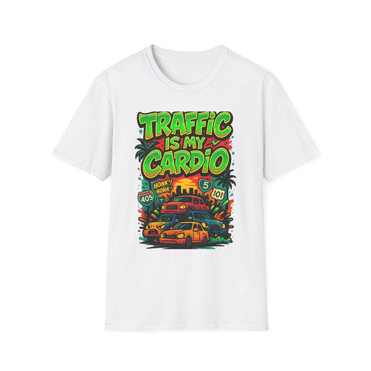 Traffic Is My Cardio T-Shirt, Fun Graphic Tee, Unisex Humor Shirt, Casual Wear, Gift for Drivers, Car Enthusiast Apparel