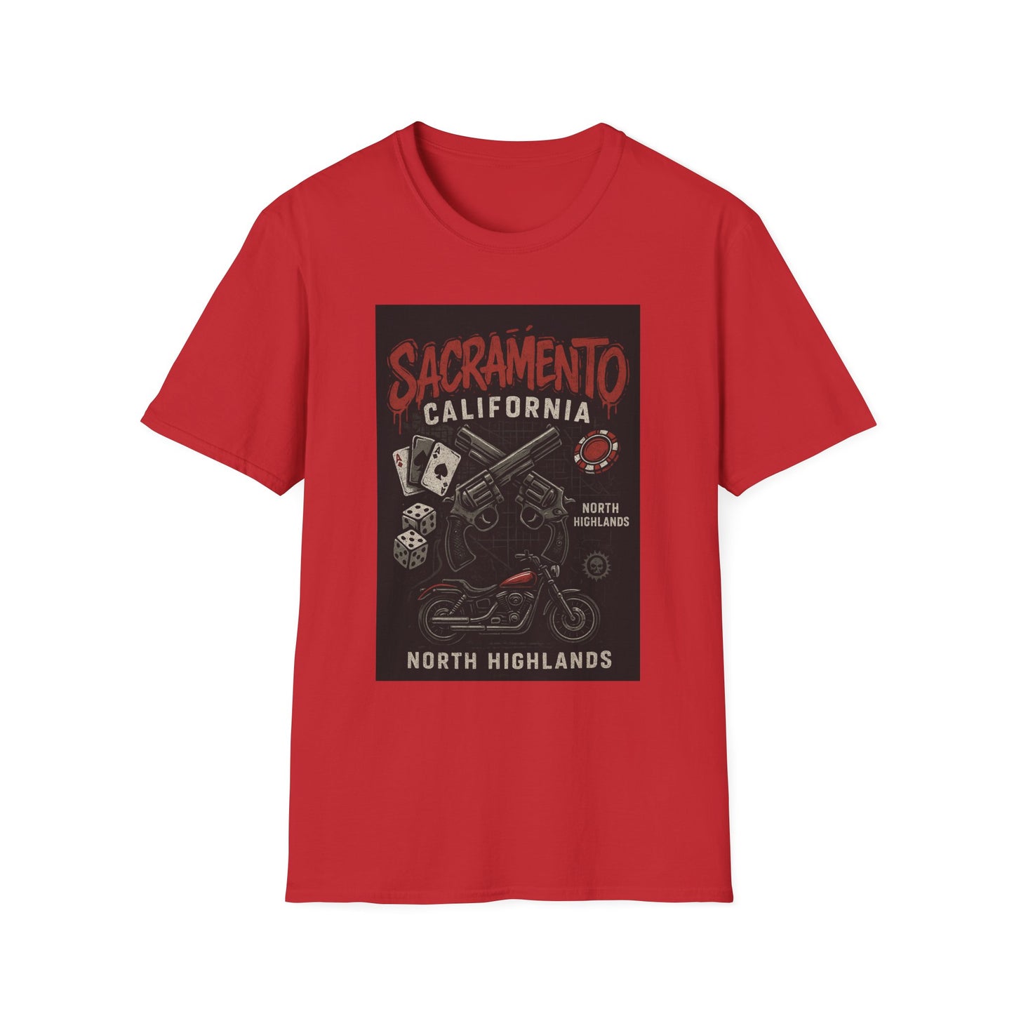 Sacramento Graphic Tee - Unisex Softstyle T-Shirt, California Apparel, Cool Casual Wear, Gift for Gamblers, Vintage Design