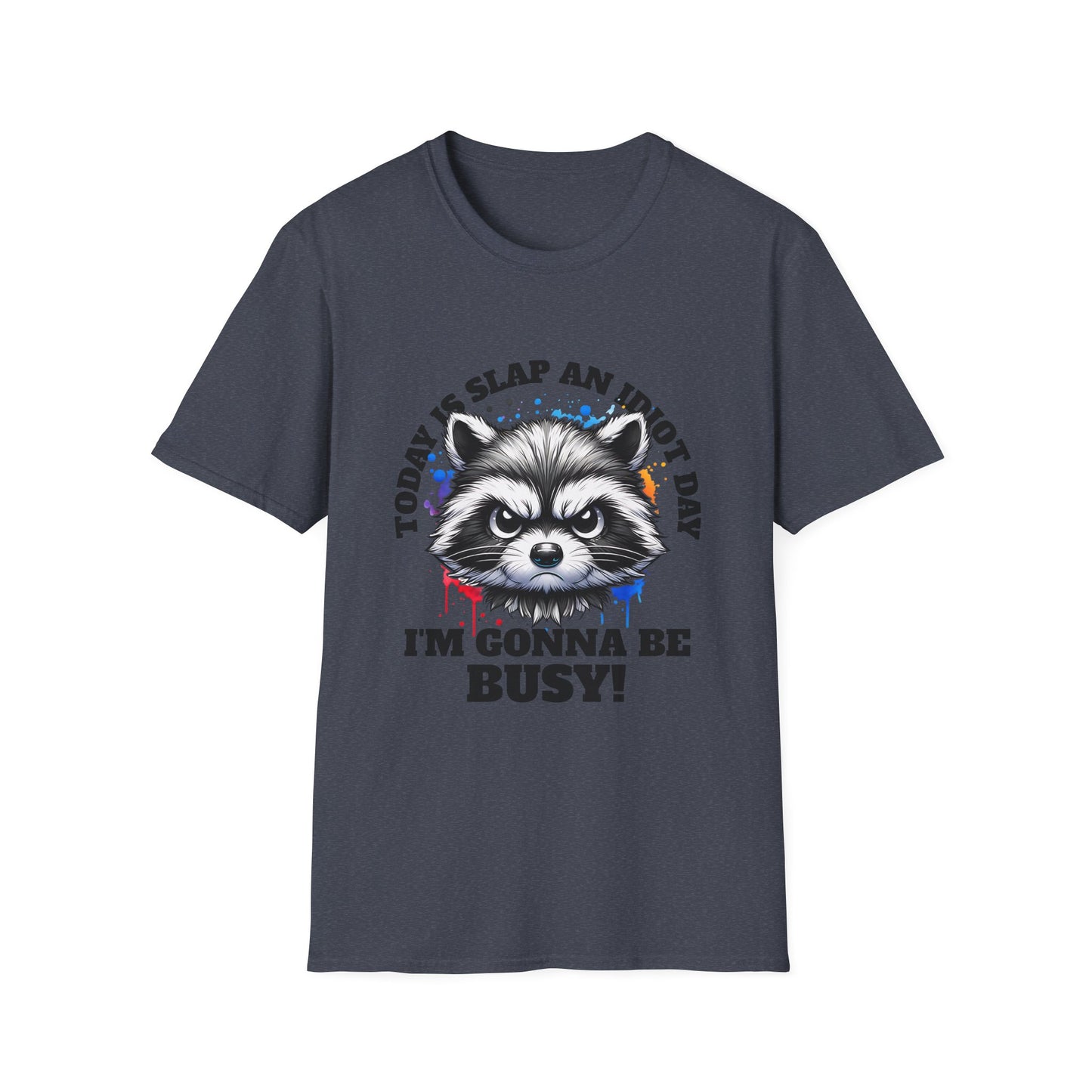 Funny Raccoon T-Shirt, Gift for Friends, Quirky Humor Shirt, Casual Wear, Slap an Idiot Day Tee, Birthday or Occasion Top