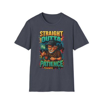 Straight Outta Patience Unisex T-Shirt - Funny Graphic Tee for Men and Women, Gift for Birthdays, Anniversaries, Casual Wear, Humor Fashion