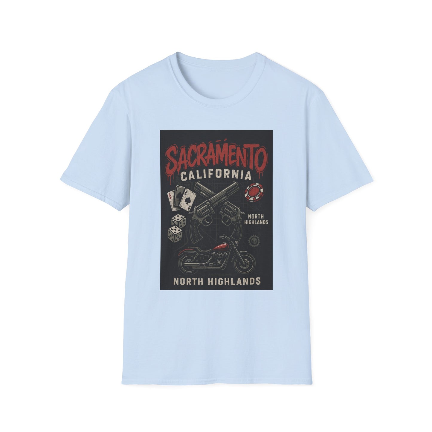 Sacramento Graphic Tee - Unisex Softstyle T-Shirt, California Apparel, Cool Casual Wear, Gift for Gamblers, Vintage Design