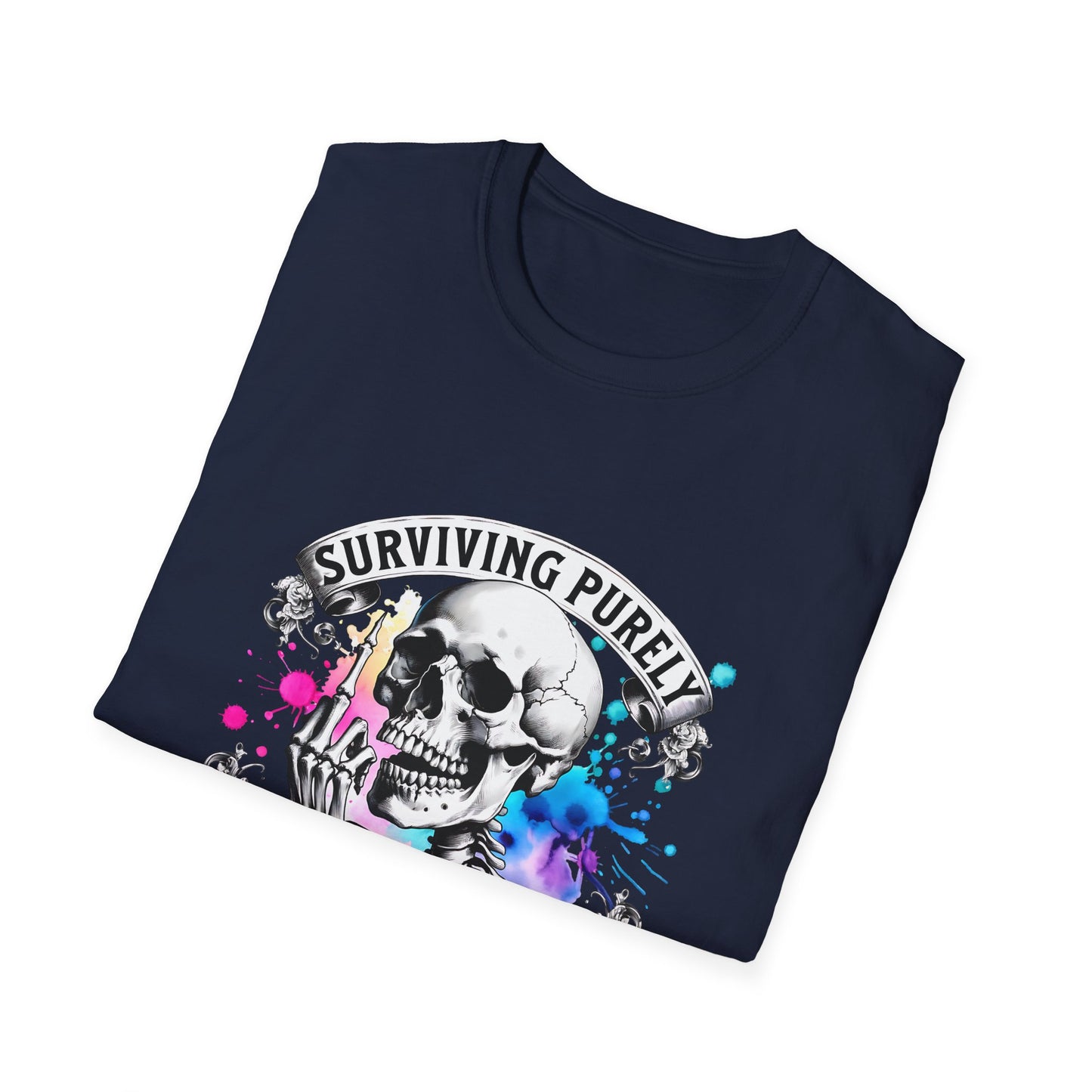 Surviving Purely Out of Spite T-Shirt | Inspirational Graphic Tee, Gift for Friends, Cool Casual Wear, Artistic Skull Design