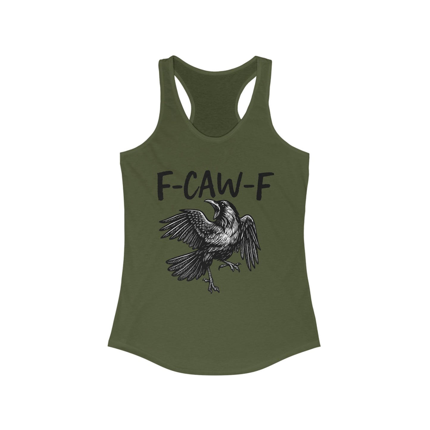 F-Caw-F Women's Racerback Tank Top, Casual Summer Wear, Gift for Bird Lovers, Unique Workout Shirt, Essential Everyday Tank