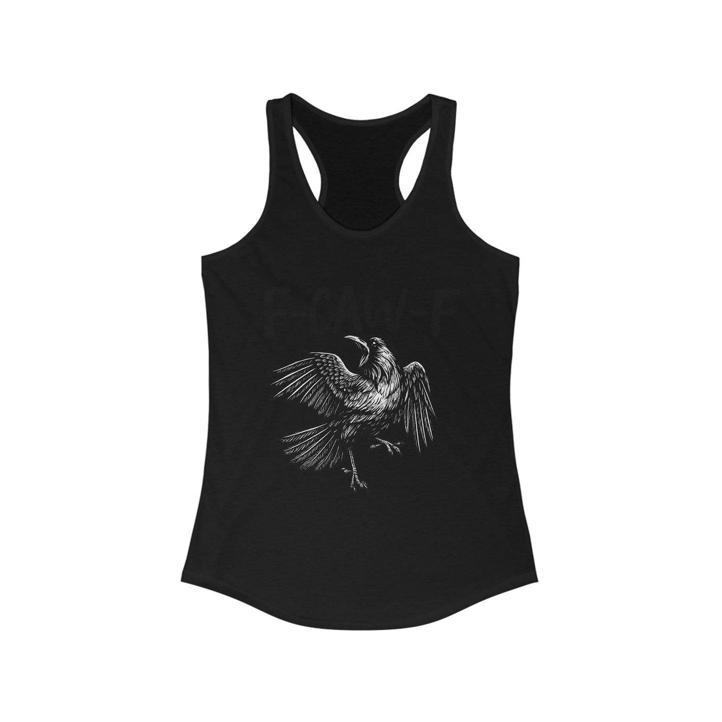 F-Caw-F Women's Racerback Tank Top, Casual Summer Wear, Gift for Bird Lovers, Unique Workout Shirt, Essential Everyday Tank