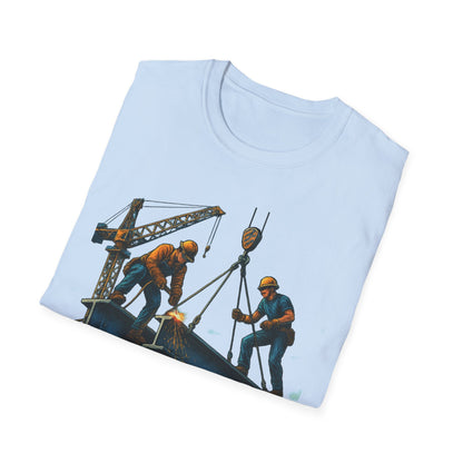 Steel Titans Unisex Softstyle T-Shirt | Construction Work Tee, Gift for Builders, Father's Day Shirt, Casual Workwear, Unique Graphic Tee