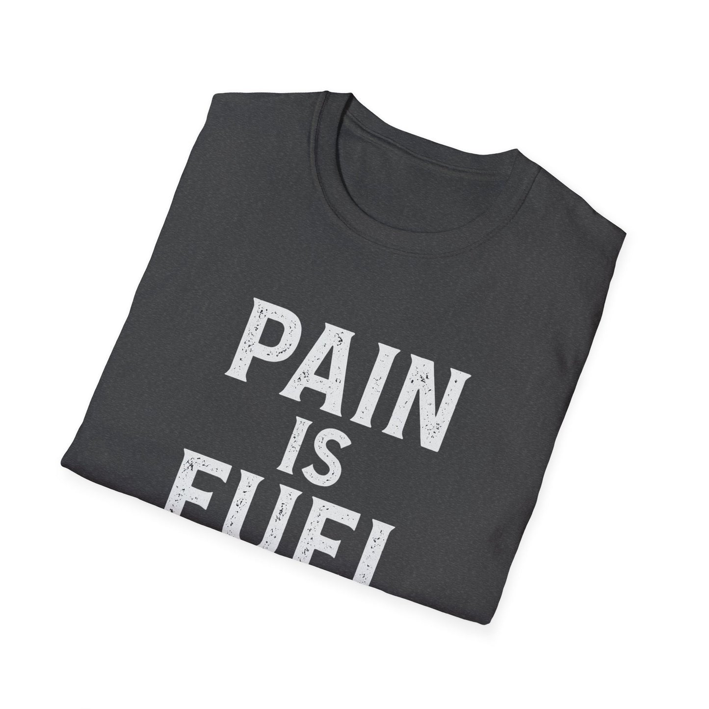 Motivational Skull T-Shirt, Unisex Softstyle Tee, Workout Apparel, Fitness Gift, Casual Wear, Pain is Fuel Design