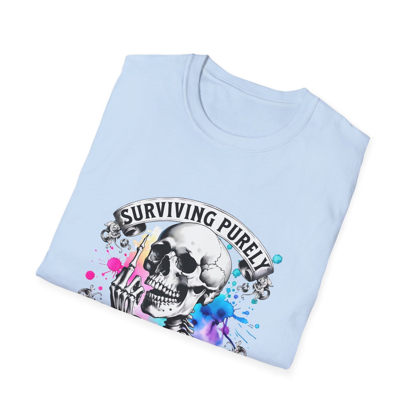 Surviving Purely Out of Spite T-Shirt | Inspirational Graphic Tee, Gift for Friends, Cool Casual Wear, Artistic Skull Design