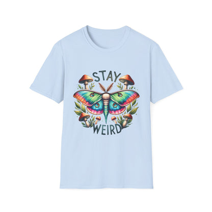 Stay Weird Unisex Softstyle T-Shirt - Fun Graphic Tee for Quirky Souls, Casual Wear, Gift for Birthday, Festival
