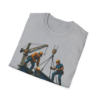 Steel Titans Unisex Softstyle T-Shirt | Construction Work Tee, Gift for Builders, Father's Day Shirt, Casual Workwear, Unique Graphic Tee