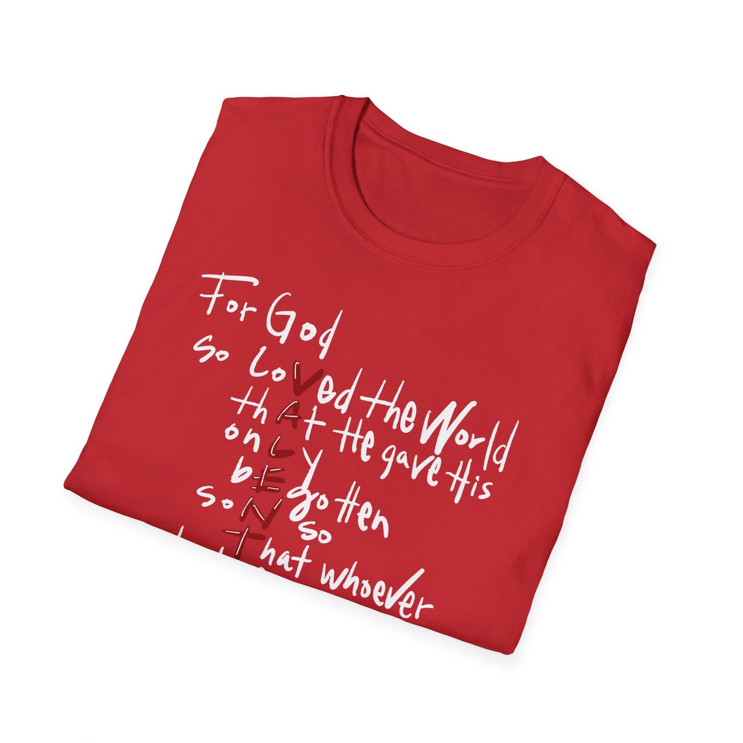 Faith-Inspired Unisex Softstyle T-Shirt - John 3:16 Love Graphic