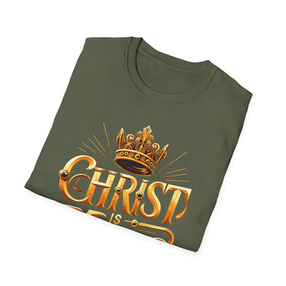 Christ is King Graphic T-Shirt, Faith-Based Tee, Unisex Softstyle Shirt, Christian Apparel, Inspirational Gift for Holidays