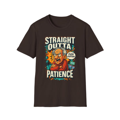 Unisex Graphic T-Shirt, Funny Quote Tee, Straight Outta Patience Shirt, Casual Wear, Gifts for Him/Her