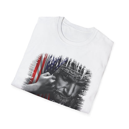 Patriotic Graphic T-Shirt - Unisex Softstyle Tee, Faith-Inspired Apparel, 4th of July, Memorial Day, Inspirational Gift