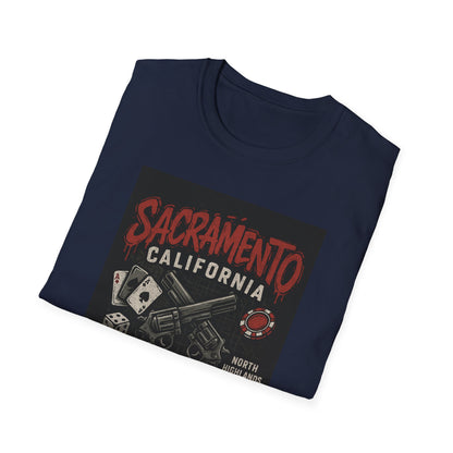 Sacramento Graphic Tee - Unisex Softstyle T-Shirt, California Apparel, Cool Casual Wear, Gift for Gamblers, Vintage Design