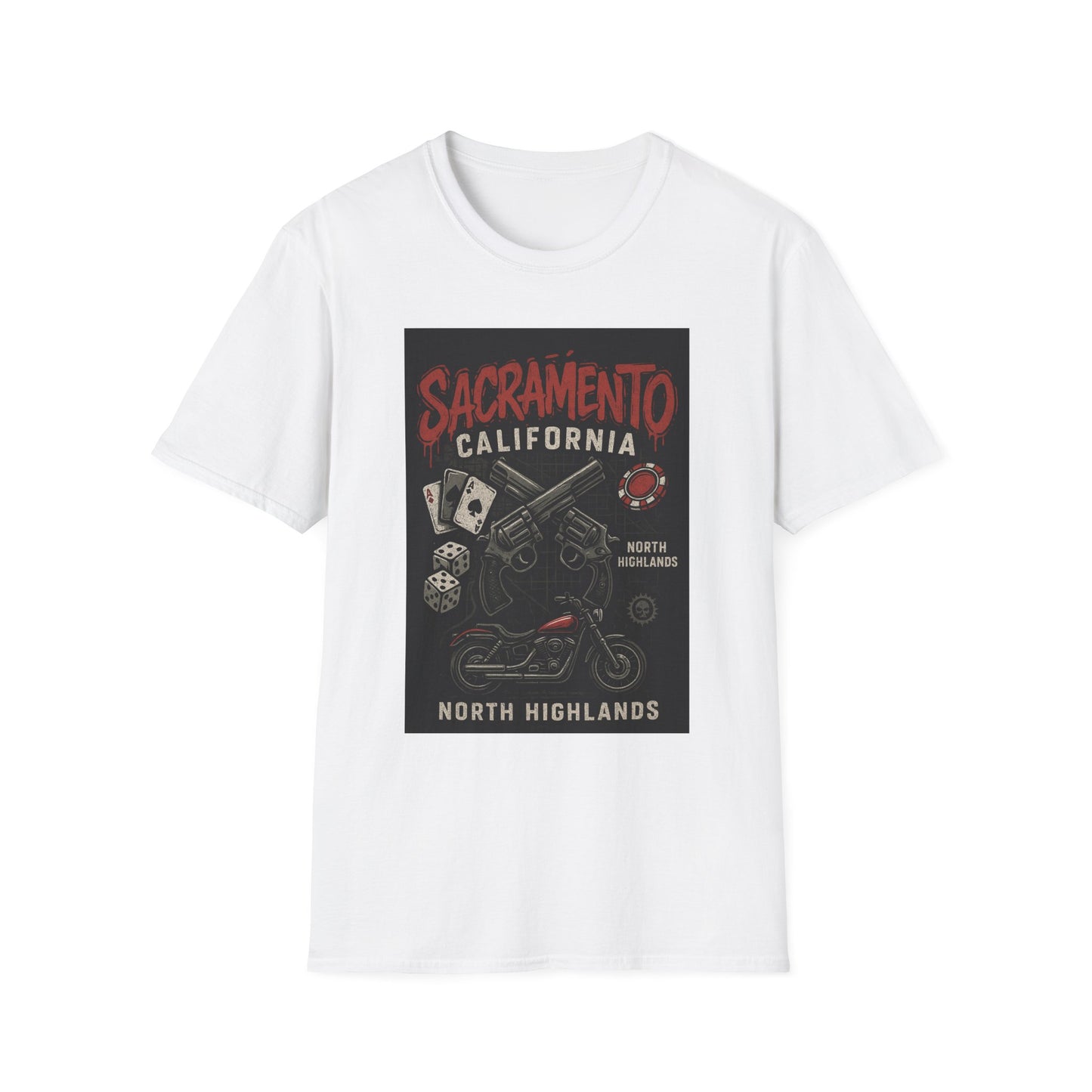 Sacramento Graphic Tee - Unisex Softstyle T-Shirt, California Apparel, Cool Casual Wear, Gift for Gamblers, Vintage Design