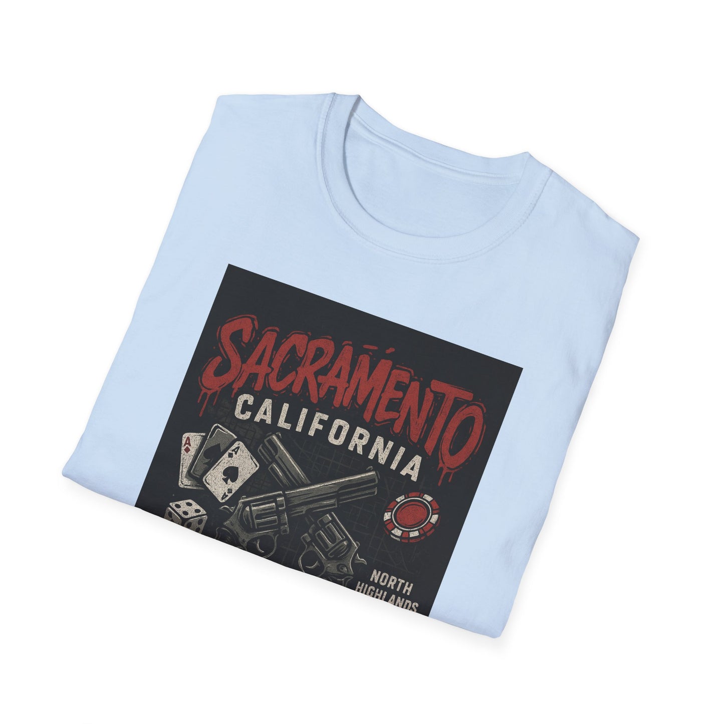 Sacramento Graphic Tee - Unisex Softstyle T-Shirt, California Apparel, Cool Casual Wear, Gift for Gamblers, Vintage Design