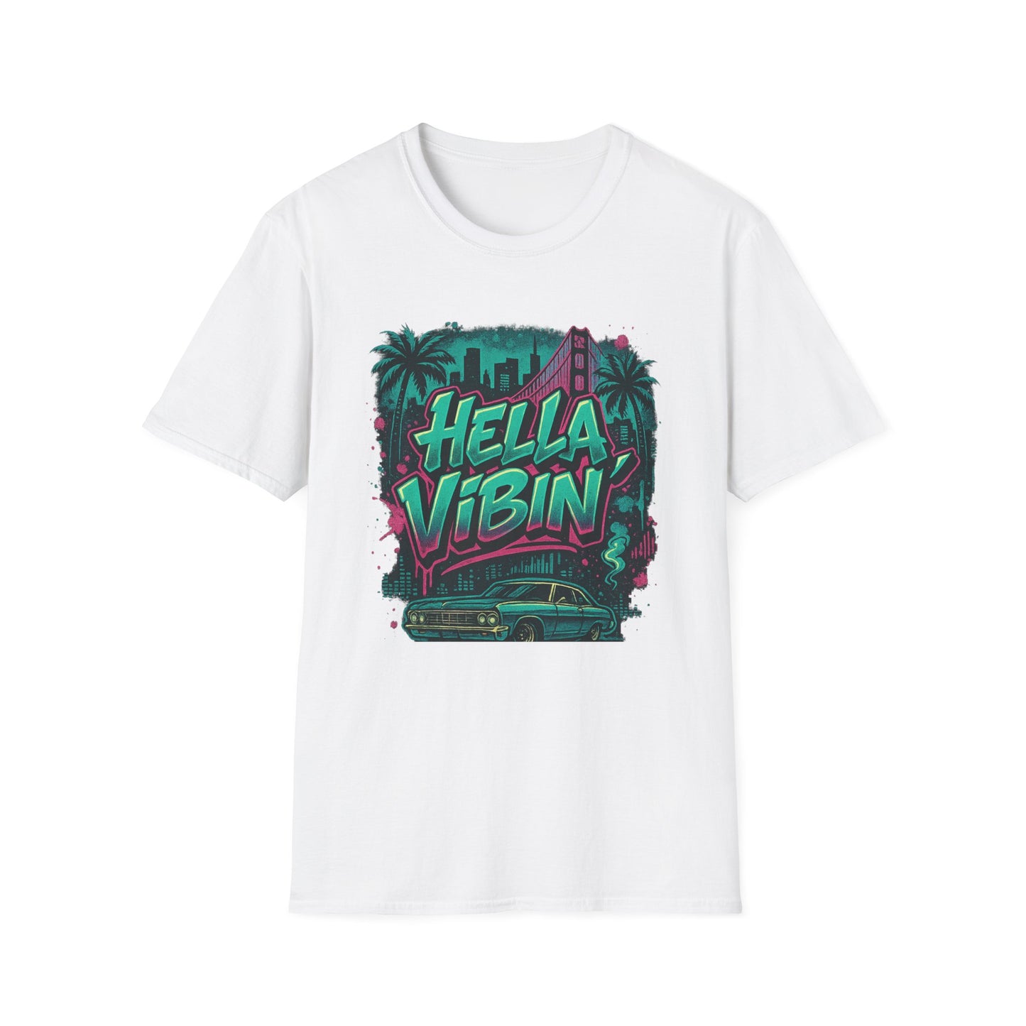 Hella Vibin' Unisex Softstyle T-Shirt, Summer Vibes, Festival Wear, Gift for Friends, Casual Lifestyle, Retro Design