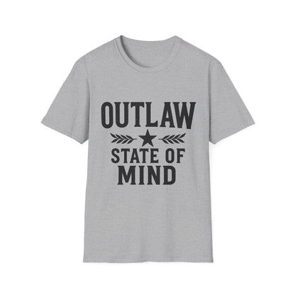 Unisex Outlaw State of Mind T-Shirt, Casual Tee, Gift for Rebels, Comfy Shirt, Festival Wear, Statement Apparel