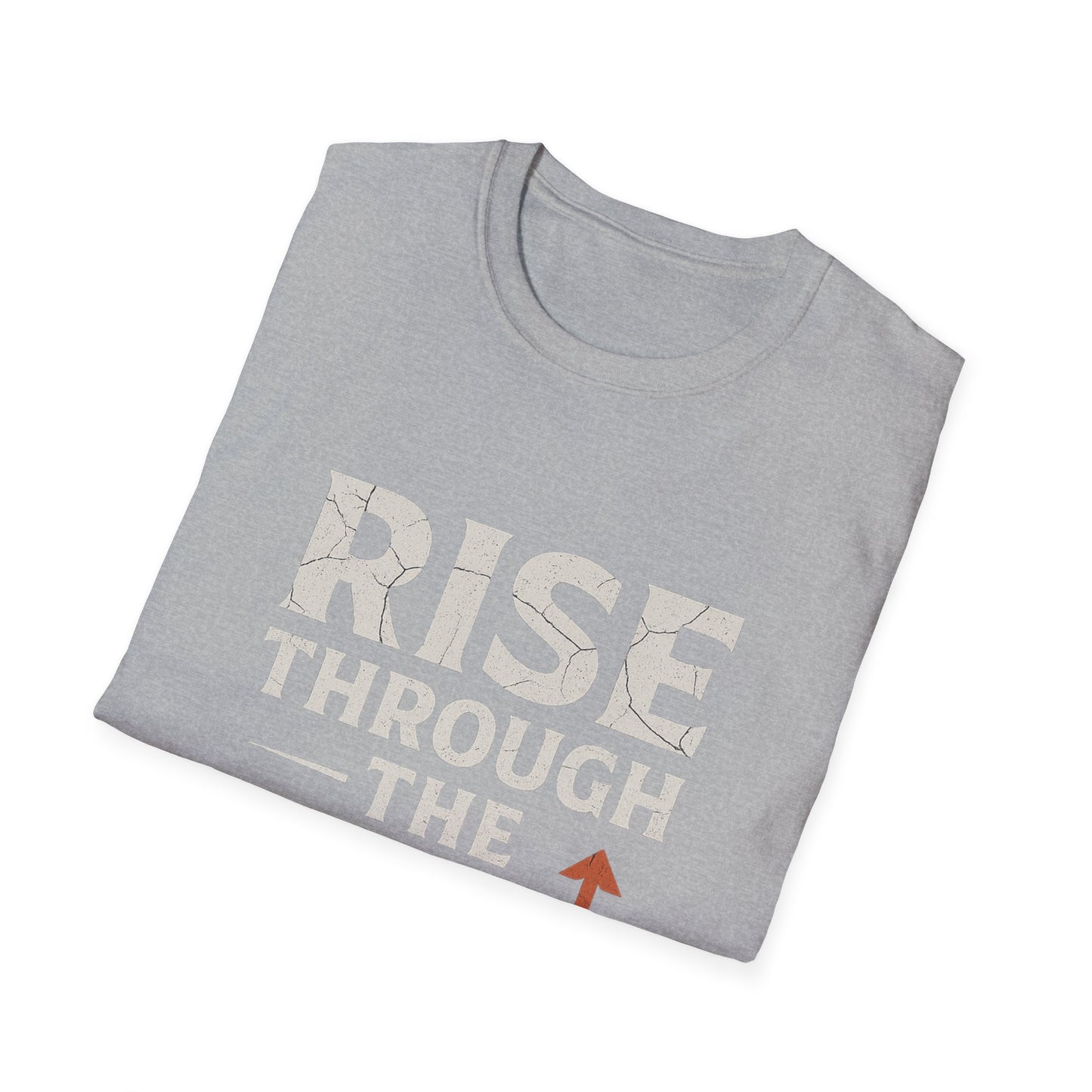 Inspirational Unisex Softstyle T-Shirt - Rise Through the Wreckage, Motivational Gift, Casual Wear, Workout Shirt, Uplifting Message Tee