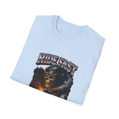 Ride Fast, Die Last Graphic Tee - Unisex Softstyle T-Shirt, Biker Gift, Motorcycle Apparel, Casual Wear, Ride Culture Shirt