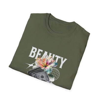 Floral Beauty & Money T-Shirt, Unisex Graphic Tee, Nature Inspired Shirt, Gift for Art Lovers, Casual Wear