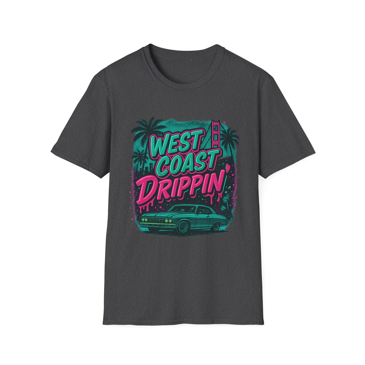 Retro West Coast Drippin' Unisex Softstyle T-Shirt | Vintage Graphic Tee, Summer Fashion, Streetwear, Gift for Him/Her, Festival Attire