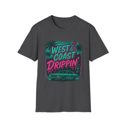 Retro West Coast Drippin' Unisex Softstyle T-Shirt | Vintage Graphic Tee, Summer Fashion, Streetwear, Gift for Him/Her, Festival Attire
