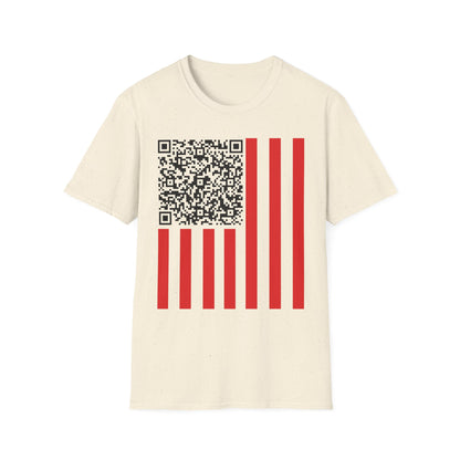 Patriotic QR Code Tee - Unisex Softstyle T-Shirt, Summer Wear, 4th of July, Casual Style, Graphic Tee, Gift Idea