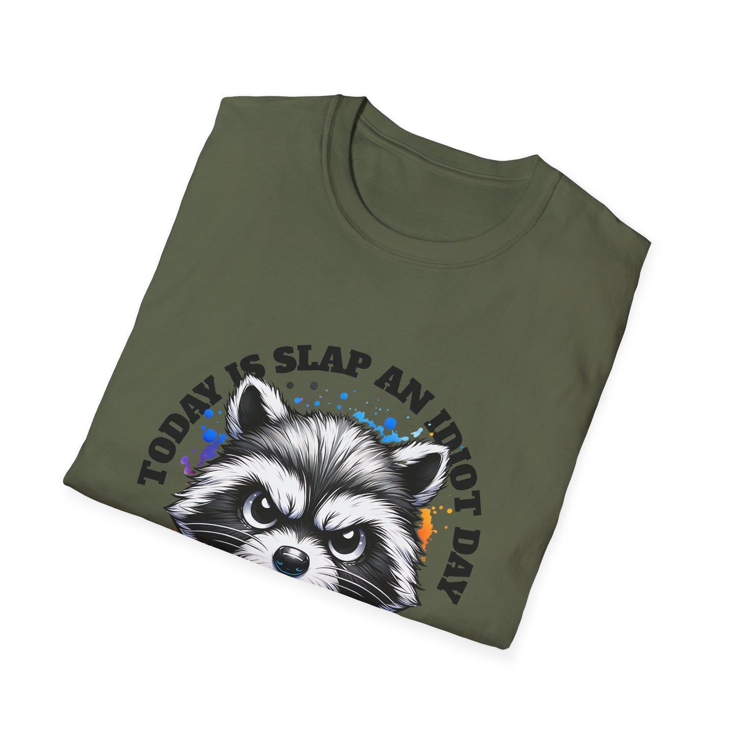 Funny Raccoon T-Shirt, Gift for Friends, Quirky Humor Shirt, Casual Wear, Slap an Idiot Day Tee, Birthday or Occasion Top