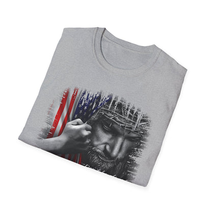 Patriotic Graphic T-Shirt - Unisex Softstyle Tee, Faith-Inspired Apparel, 4th of July, Memorial Day, Inspirational Gift