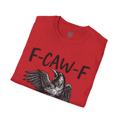 F-Caw-F Unisex Softstyle T-Shirt, Casual Graphic Tee, Gift for Bird Lovers, Unique Nature Shirt, Funny Animal Apparel