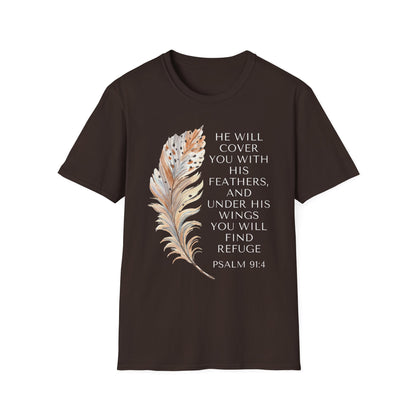 Faith-Inspired Unisex Softstyle T-Shirt – Psalm 91:4