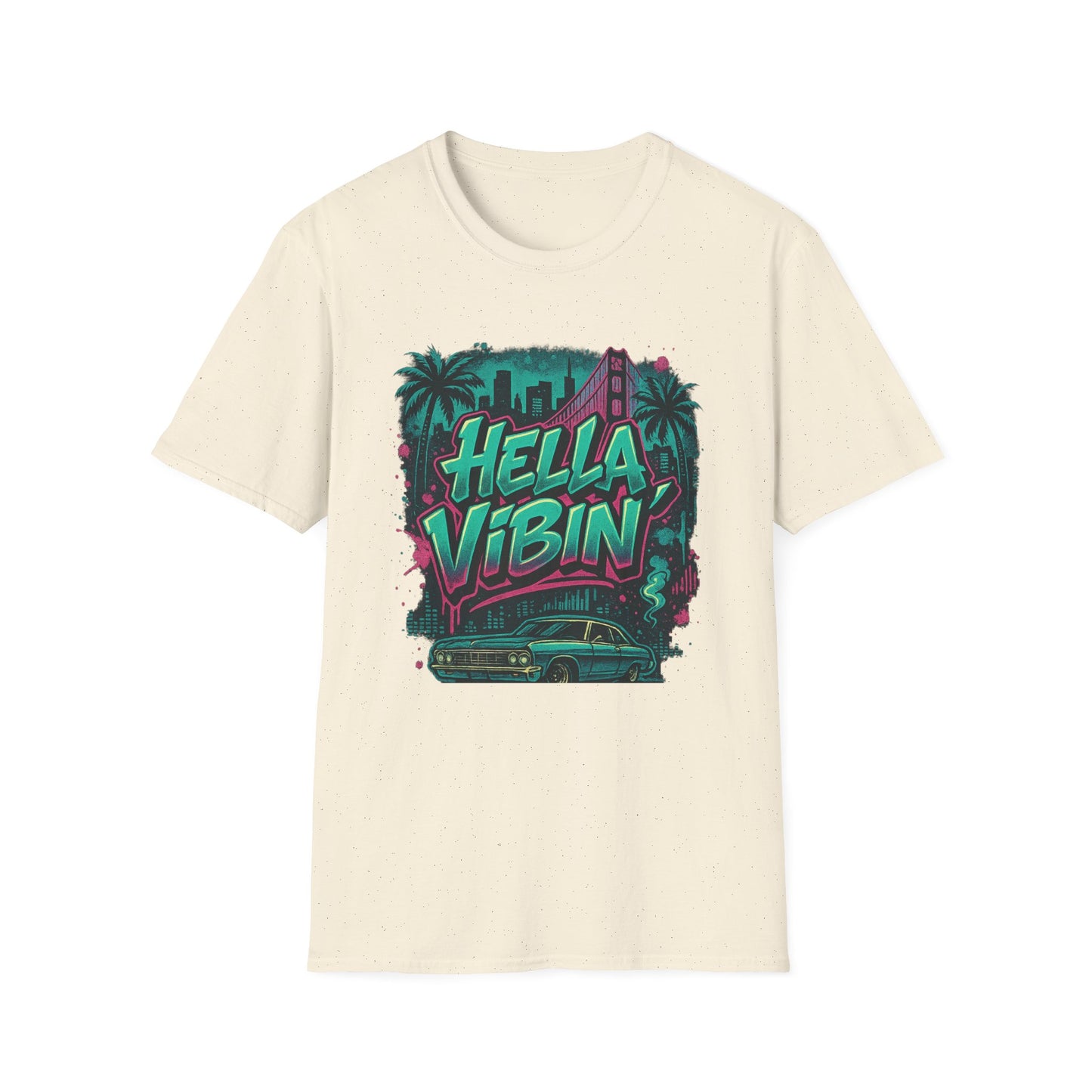 Hella Vibin' Unisex Softstyle T-Shirt, Summer Vibes, Festival Wear, Gift for Friends, Casual Lifestyle, Retro Design