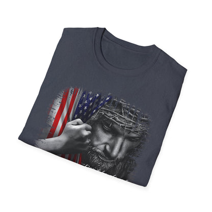 Patriotic Graphic T-Shirt - Unisex Softstyle Tee, Faith-Inspired Apparel, 4th of July, Memorial Day, Inspirational Gift
