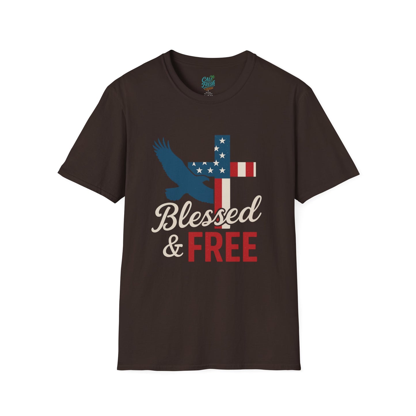 Blessed & Free Unisex T-Shirt | Inspirational American Flag Tee, Faith-Based Gift, Patriotic Apparel, Comfort Fit, Everyday Wear