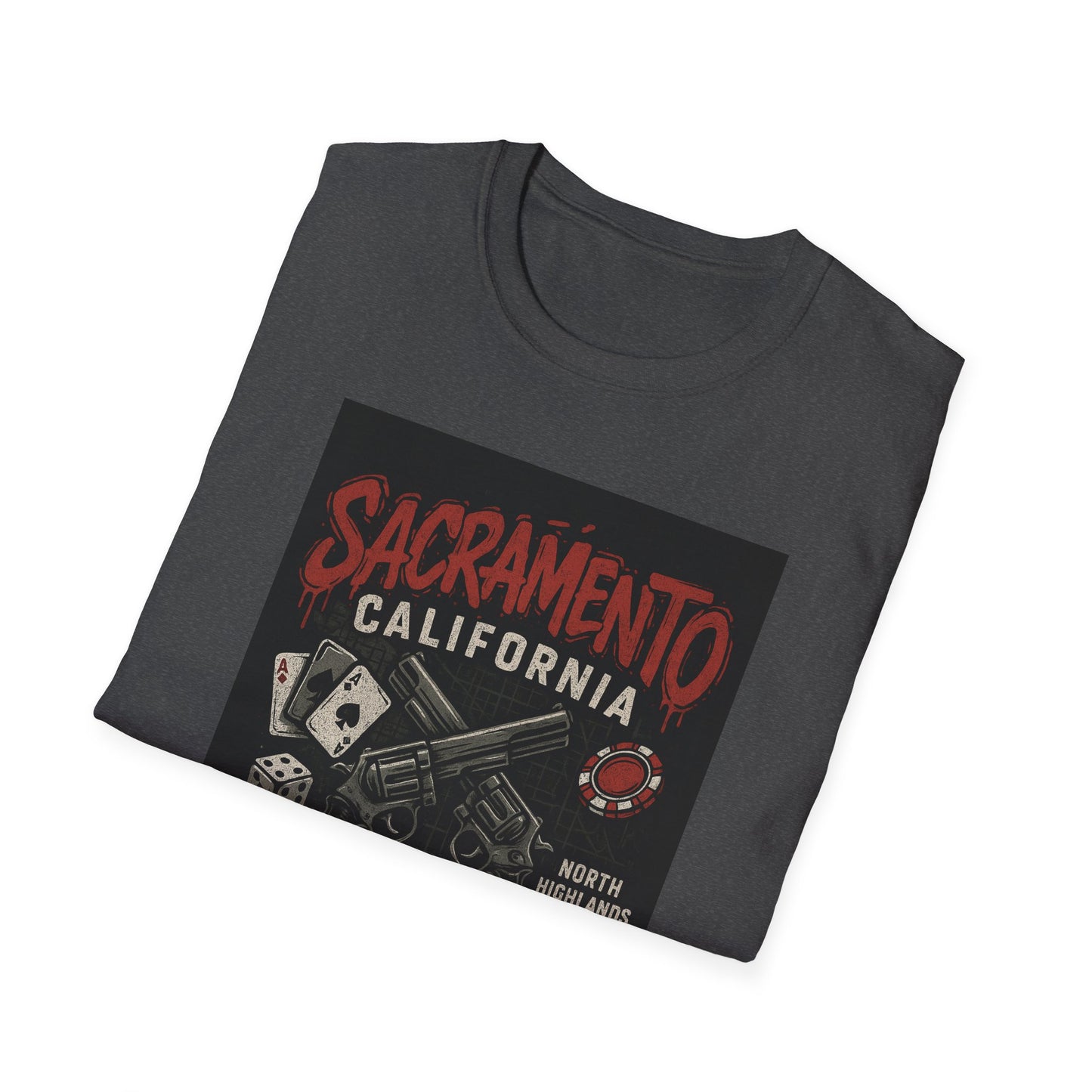 Sacramento Graphic Tee - Unisex Softstyle T-Shirt, California Apparel, Cool Casual Wear, Gift for Gamblers, Vintage Design