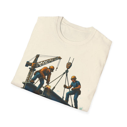 Steel Titans Unisex Softstyle T-Shirt | Construction Work Tee, Gift for Builders, Father's Day Shirt, Casual Workwear, Unique Graphic Tee