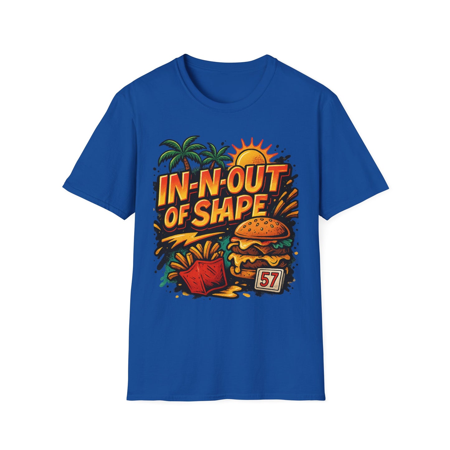 In-N-Out of Shape T-Shirt, Fun Graphic Tee, Perfect Gift for Food Lovers, Casual Wear, Summer Style