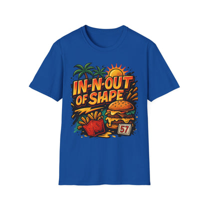 In-N-Out of Shape T-Shirt, Fun Graphic Tee, Perfect Gift for Food Lovers, Casual Wear, Summer Style