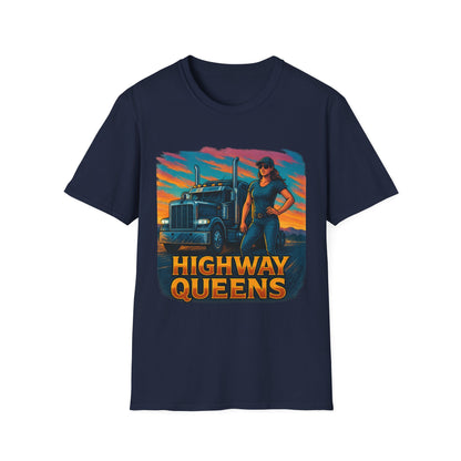 Highway Queens Unisex T-Shirt, Truck Driver Tee, Road Trip Shirt, Casual Gift, Women's Empowerment Apparel