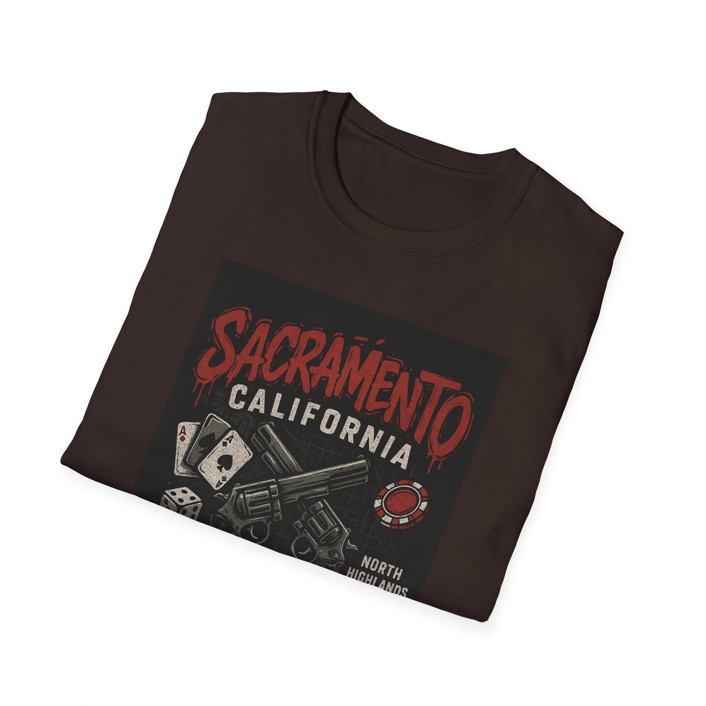 Sacramento Graphic Tee - Unisex Softstyle T-Shirt, California Apparel, Cool Casual Wear, Gift for Gamblers, Vintage Design